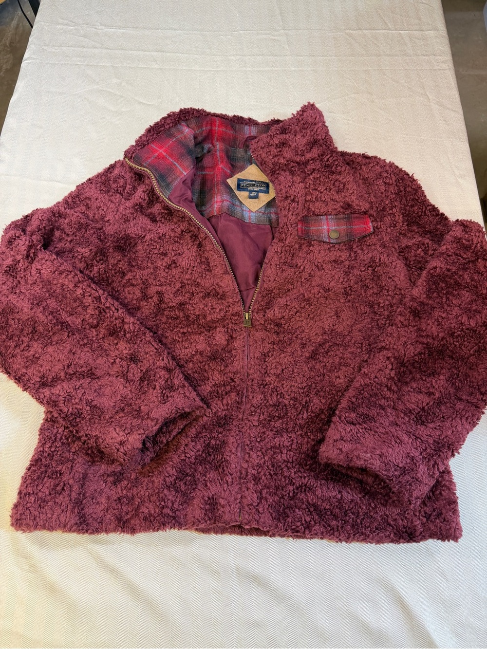 Women’s Plush Zip-Up Jacket - Burgundy by Pendleton Size M